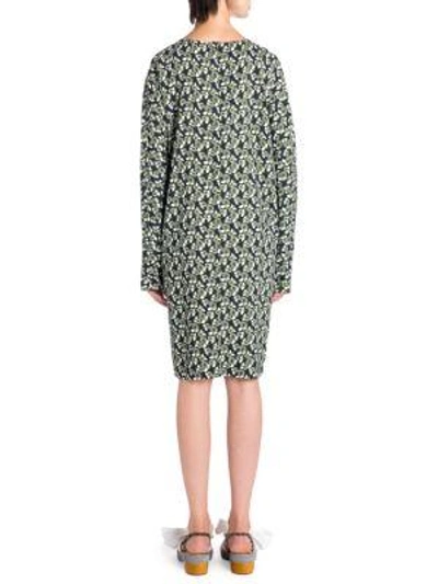 Shop Marni Floral Long-sleeve Dress In Black