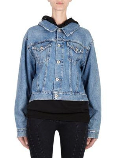 Shop Ben Taverniti Unravel Project Denim Backwards Jacket In Indigo Stone Wash