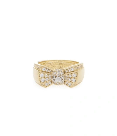 Shop Vivienne Westwood Sterling Silver Pamela Small Ring Gold Size Xs In Gold/silver/white