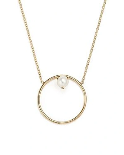 Shop Zoë Chicco 14k Yellow Gold Cultured Freshwater Pearl Circle Pendant Necklace, 18 In White/gold
