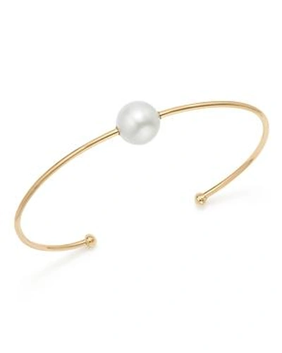 Shop Zoë Chicco 14k Yellow Gold Cultured Freshwater Pearl Open Cuff In White/gold