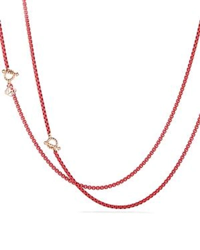 Shop David Yurman Dy Bel Aire Chain Necklace In Coral Color With 14k Rose Gold Accents In Red/rose