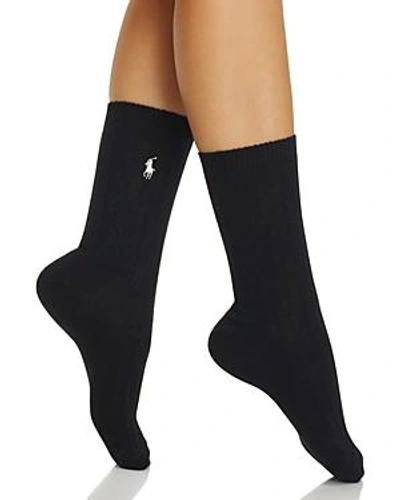 Shop Ralph Lauren Lauren  Textured Rib Boot Socks In Black