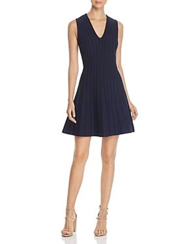 Shop Kate Spade New York Textured Fit-and-flare Sweater Dress In Rich Navy