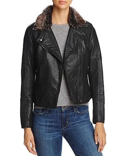 Shop Cupcakes And Cashmere Dita Faux Fur-lined Moto Jacket In Black