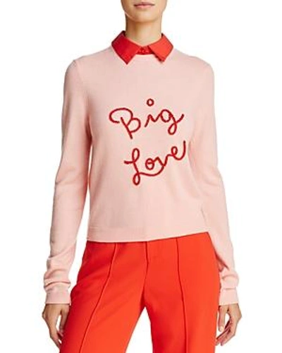 Shop Alice And Olivia Dia Layered-look Cashmere Sweater In Millenial Pink/apple
