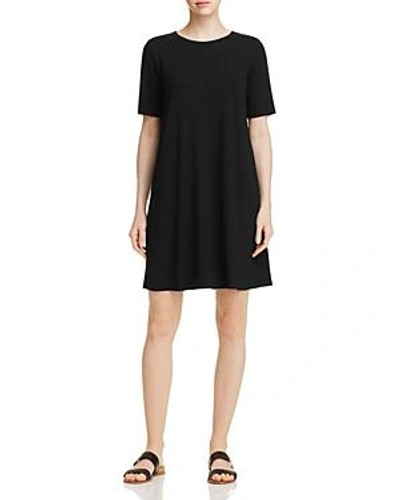 Shop Eileen Fisher Short Sleeve Crewneck Dress In Black