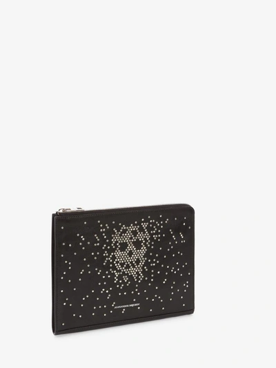 Shop Alexander Mcqueen Studded Small Zip Leather Document Holder In Black