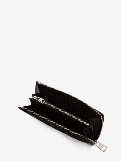 Shop Alexander Mcqueen "dancing Skeleton" Zip-around Continental Wallet In Black/ivory