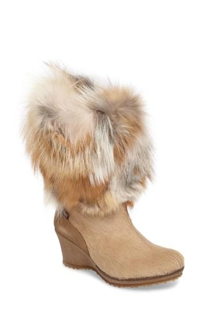 Shop Pajar Angelina Genuine Fox Fur Wedge Boot In Brown