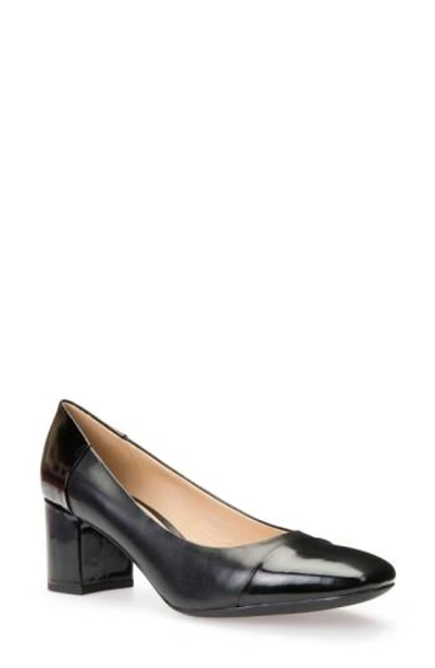 Shop Geox New Symphony Cap Toe Pump In Black Leather