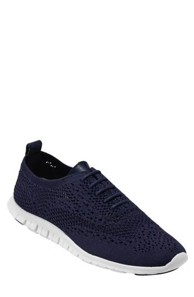 Shop Cole Haan Zer?grand Stitchlite Wingtop Oxford In Marine Blue Fabric