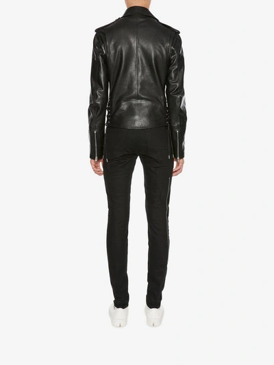 Shop Alexander Mcqueen Leather Biker Jacket In Black