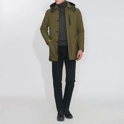 Shop Tod's Quilted Parka In Green/black