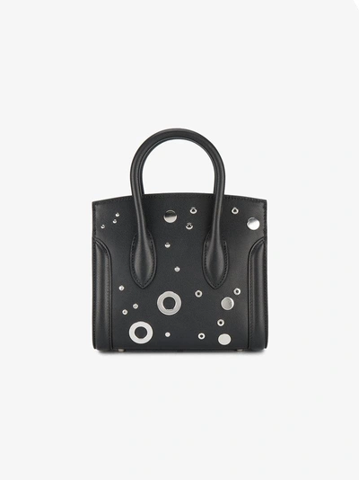 Shop Alexander Mcqueen Mini Black Eyelet Embellished Heroine Tote