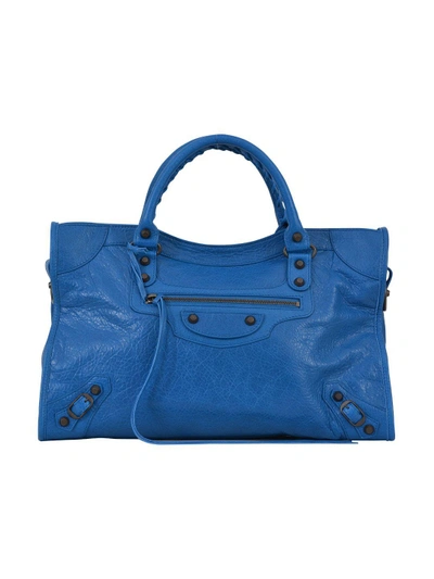 Shop Balenciaga City Top Handle Bag In Light Blue