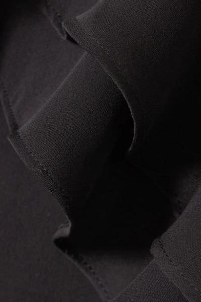 Shop Draper James Cold-shoulder Ruffled Silk Blouse In Black