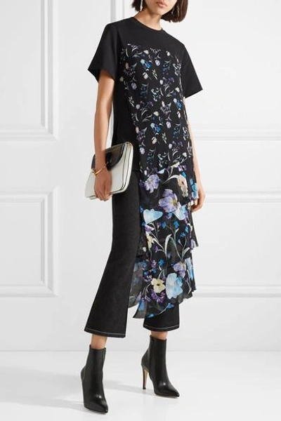 Shop 3.1 Phillip Lim / フィリップ リム Cotton-jersey And Floral-print Crinkled Silk-chiffon Top