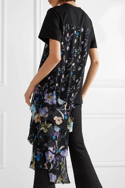Shop 3.1 Phillip Lim / フィリップ リム Cotton-jersey And Floral-print Crinkled Silk-chiffon Top