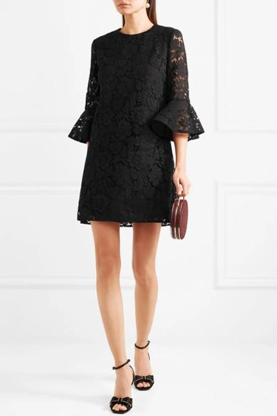Shop Valentino Donna Ruffled Corded Lace Mini Dress