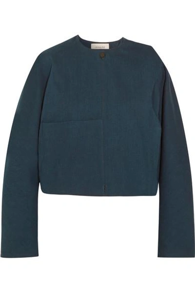 Shop Lemaire Oversized Cropped Denim Jacket In Indigo
