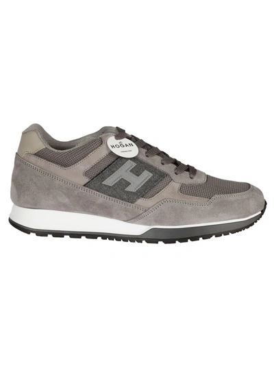 Shop Hogan Grey Lace Up Sneakers