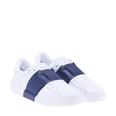 Shop Valentino Band Sneakers In Bianco-navy