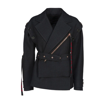 Shop Proenza Schouler Zipped Fitted Jacket In Charcoal Melange