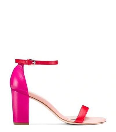Shop Stuart Weitzman The Nearlynude Sandal In Red Nappa Leather