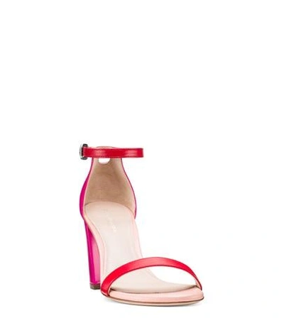 Shop Stuart Weitzman The Nearlynude Sandal In Red Nappa Leather