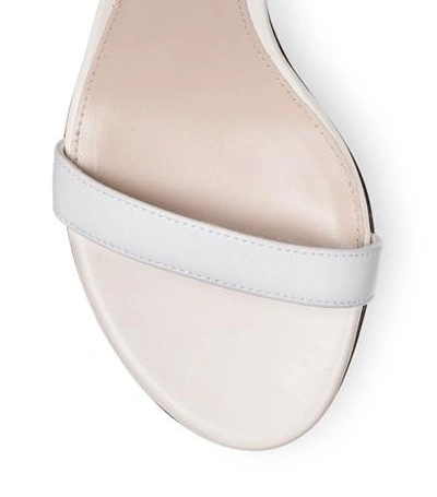 Shop Stuart Weitzman The Nearlynude Sandal In Perla Light Gray Nappa Leather
