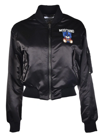 Shop Moschino Transformer Bear Patched Bomber