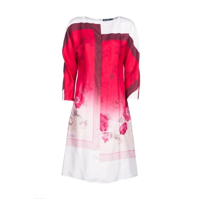 Shop Ferragamo Gradient Floral Dress In White Red