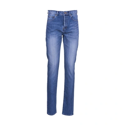 Shop Saint Laurent Mid Rise Slim Fit Shadow Pocket Jeans In Light Blue