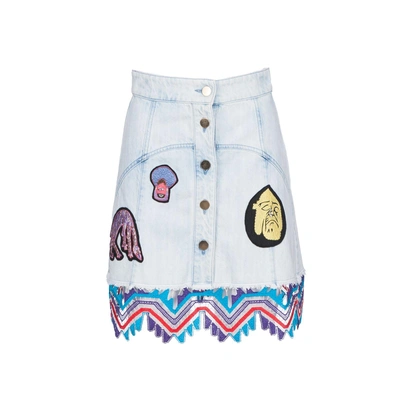 Shop Peter Pilotto Embroidered Patch Skirt In Sky Blue