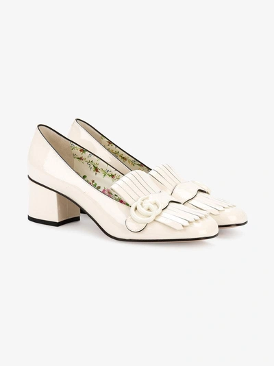 Shop Gucci White Marmont 50 Patent Leather Pumps