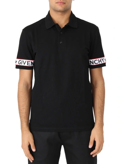 Shop Givenchy Black Logo Bands Polo Shirt