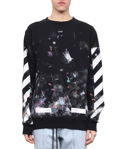 Off-white Galaxy Brushed Cotton Sweatshirt In Nero | ModeSens