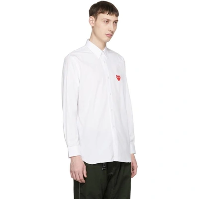 Shop Comme Des Garçons Play Comme Des Garcons Play White And Red Heart Patch Shirt