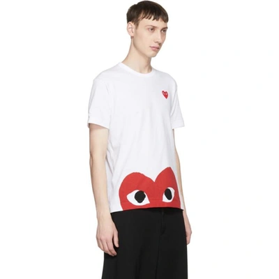 Shop Comme Des Garçons Play Comme Des Garcons Play White And Red Half Heart T-shirt