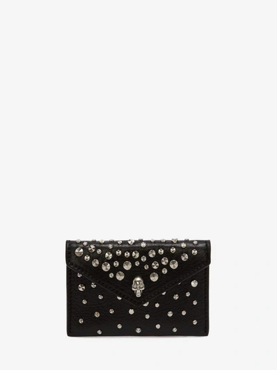 Shop Alexander Mcqueen Skull Envelope Card Holder In Black