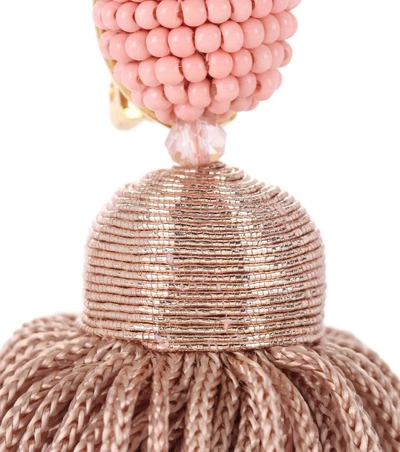 Shop Oscar De La Renta Tassel Clip-on Earrings In Pink