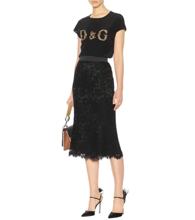 Shop Dolce & Gabbana Lace Midi Skirt