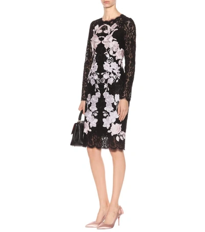 Shop Dolce & Gabbana Embroidered Lace Dress In Black