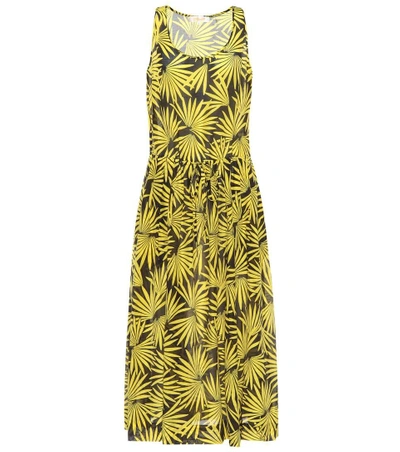 Shop Diane Von Furstenberg Printed Cotton And Silk Dress In Yellow