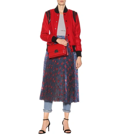 Shop Saint Laurent Classic Teddy Wool Bomber Jacket In Red