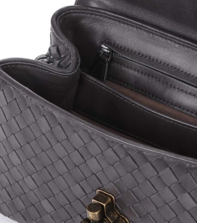 Shop Bottega Veneta Olimpia Knot Leather Shoulder Bag In Grey