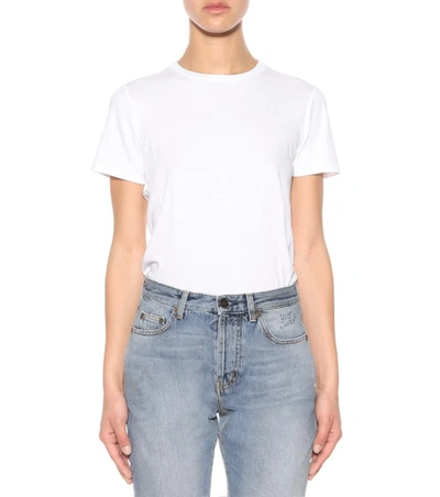 Shop Saint Laurent Embroidered Cotton Slim-fit Jeans In Blue