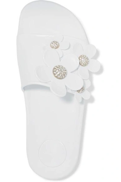 Shop Marc Jacobs Floral-appliquéd Rubber Slides In White