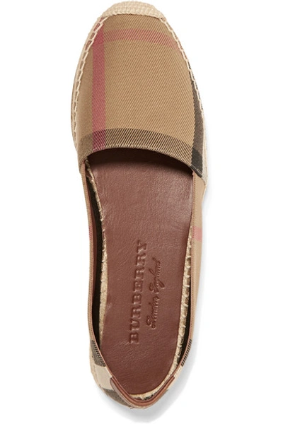 Shop Burberry Hodgeson Checked Canvas Espadrilles In Light Brown